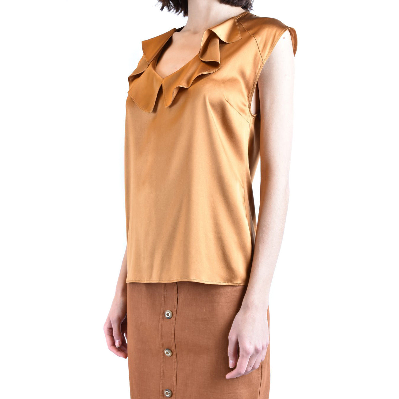 486924 Pinko Canotta Cammello Seta Donna