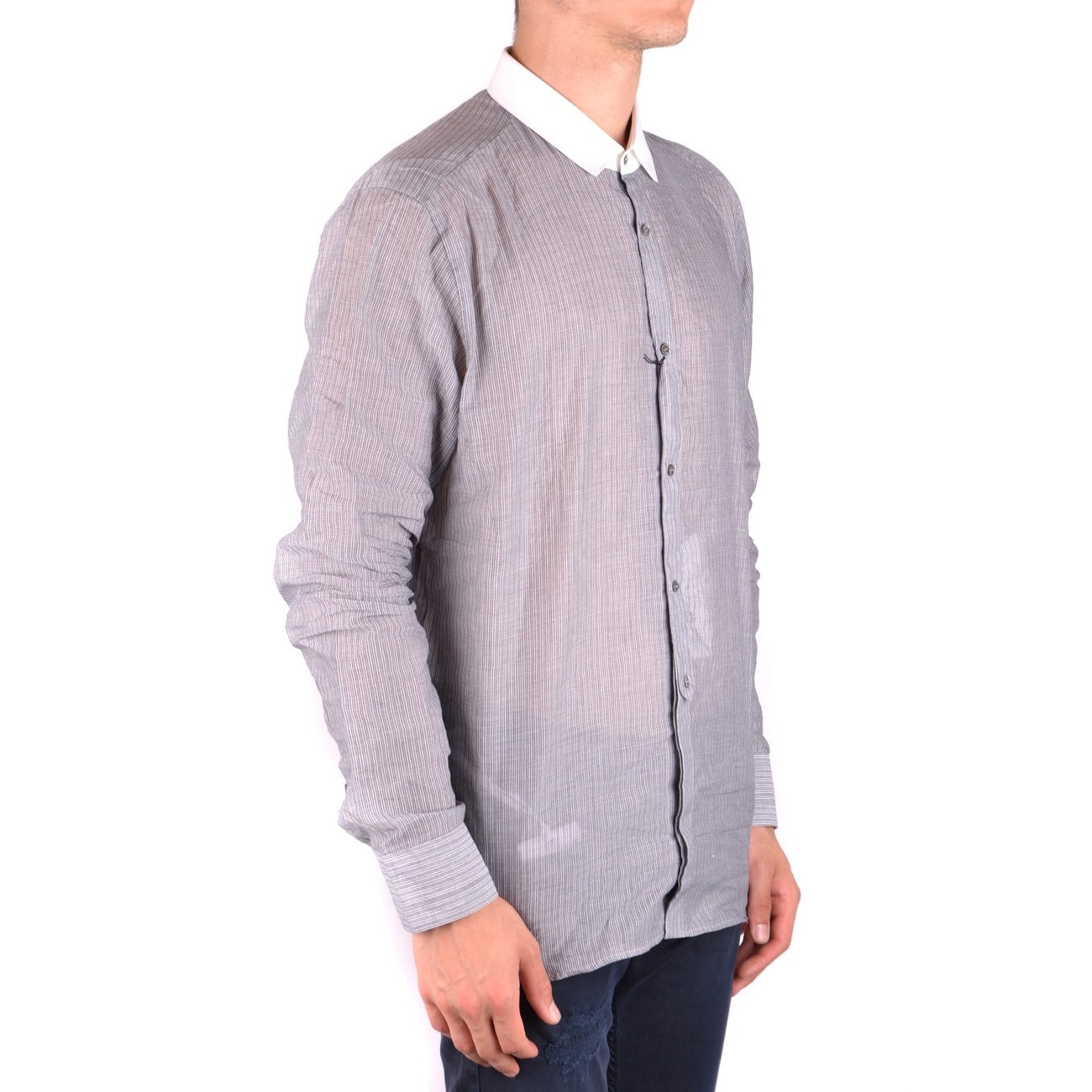 2430952 Neil Barrett Camicia Grigio Righe Cotone Uomo
