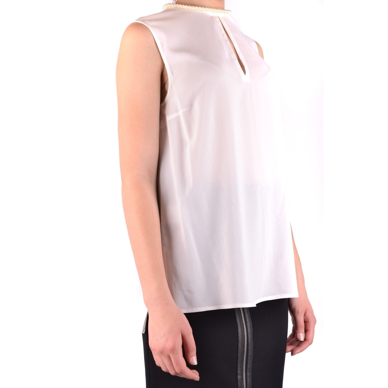 2423000 Pinko Top Bianco Smanicato in Viscosa Donna