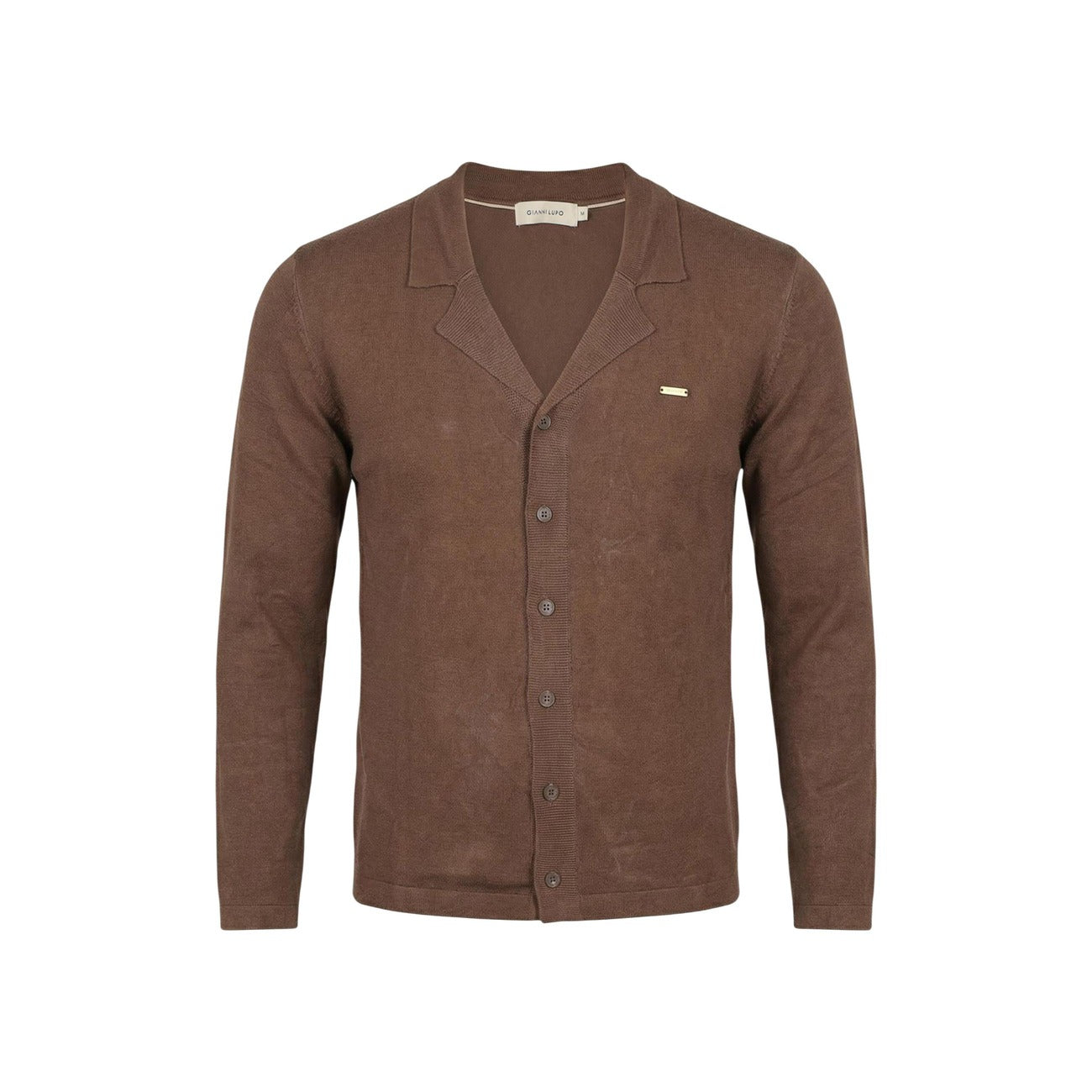 2455914 Gianni Lupo Cardigan Marrone Bavero Uomo