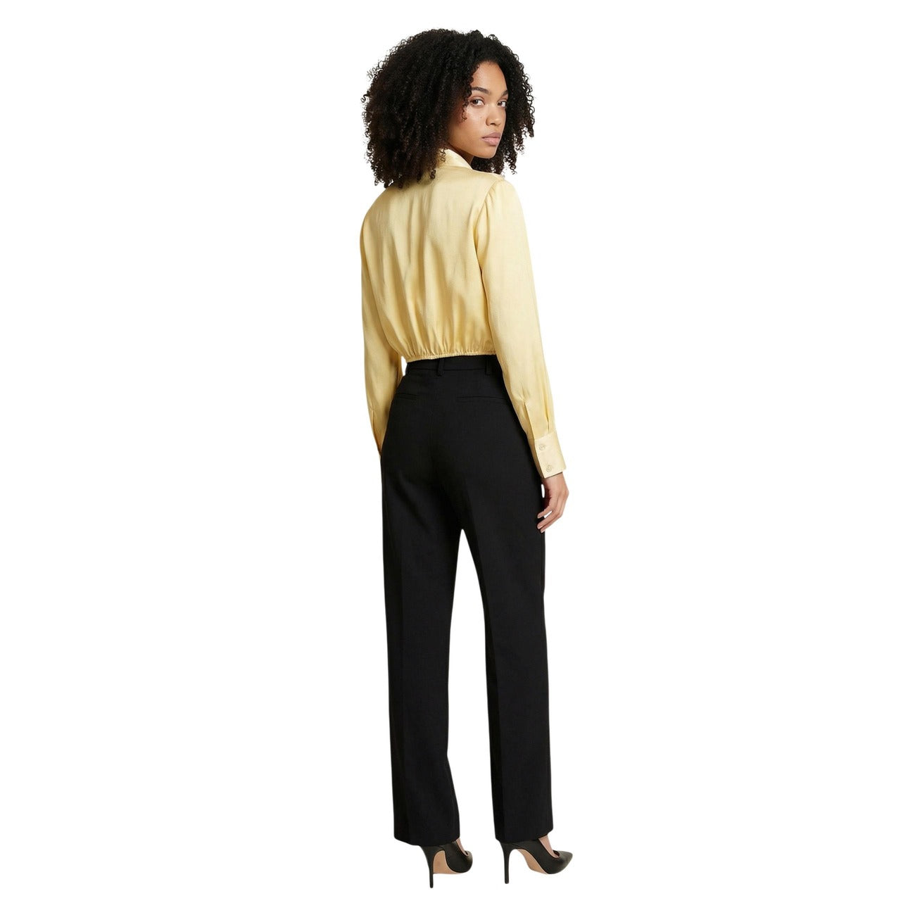 2456000 Artigli Camicia Gialla Cotone Bottoni Scollo Quadrato Donna