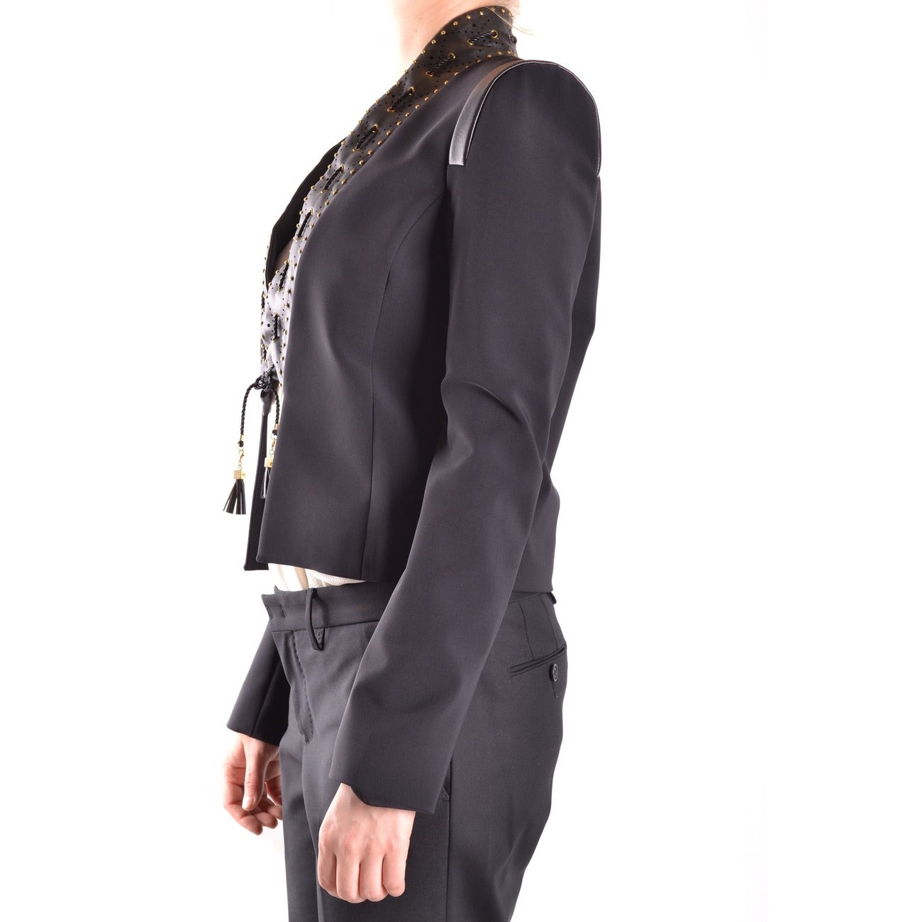 2425085 Elisabetta Franchi Giacca Nera Maniche Lunghe Donna