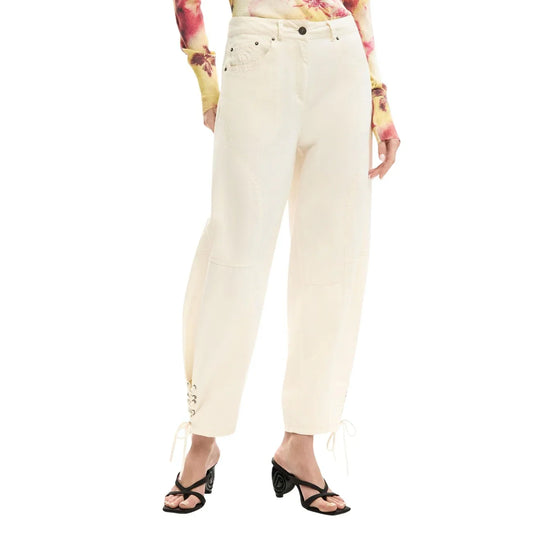 2453010 Desigual Pantaloni Donna Beige Cotone