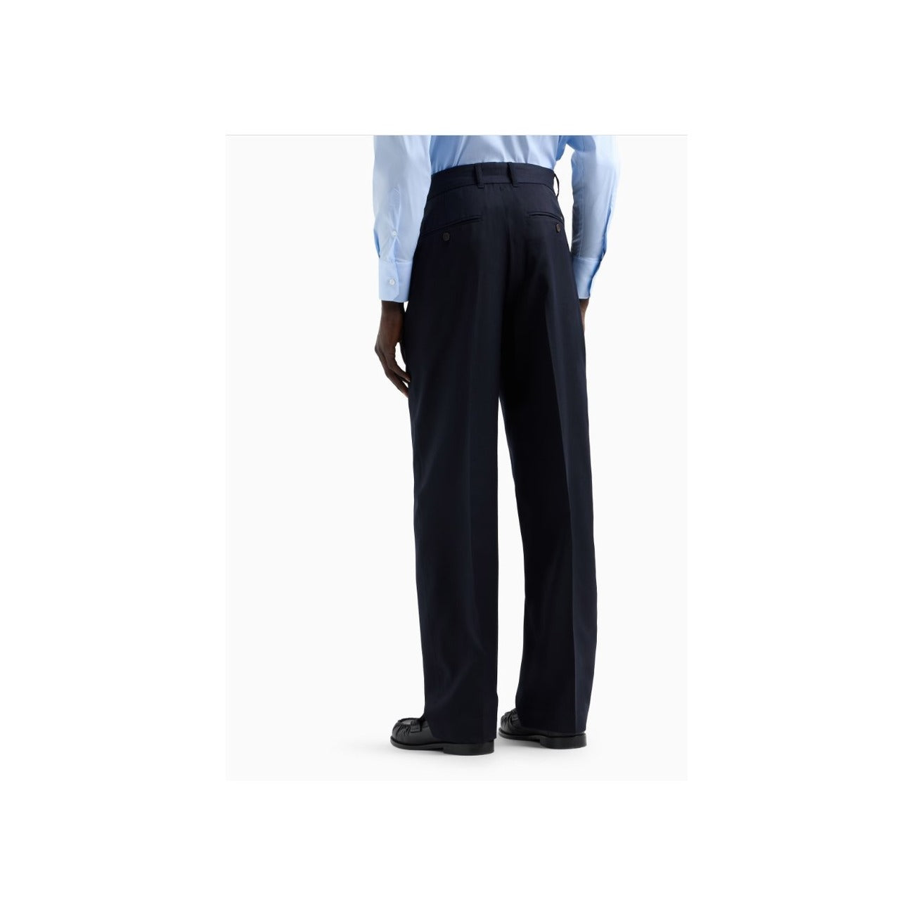 2443292 Emporio Armani Pantaloni Blu Lana Vergine Uomo