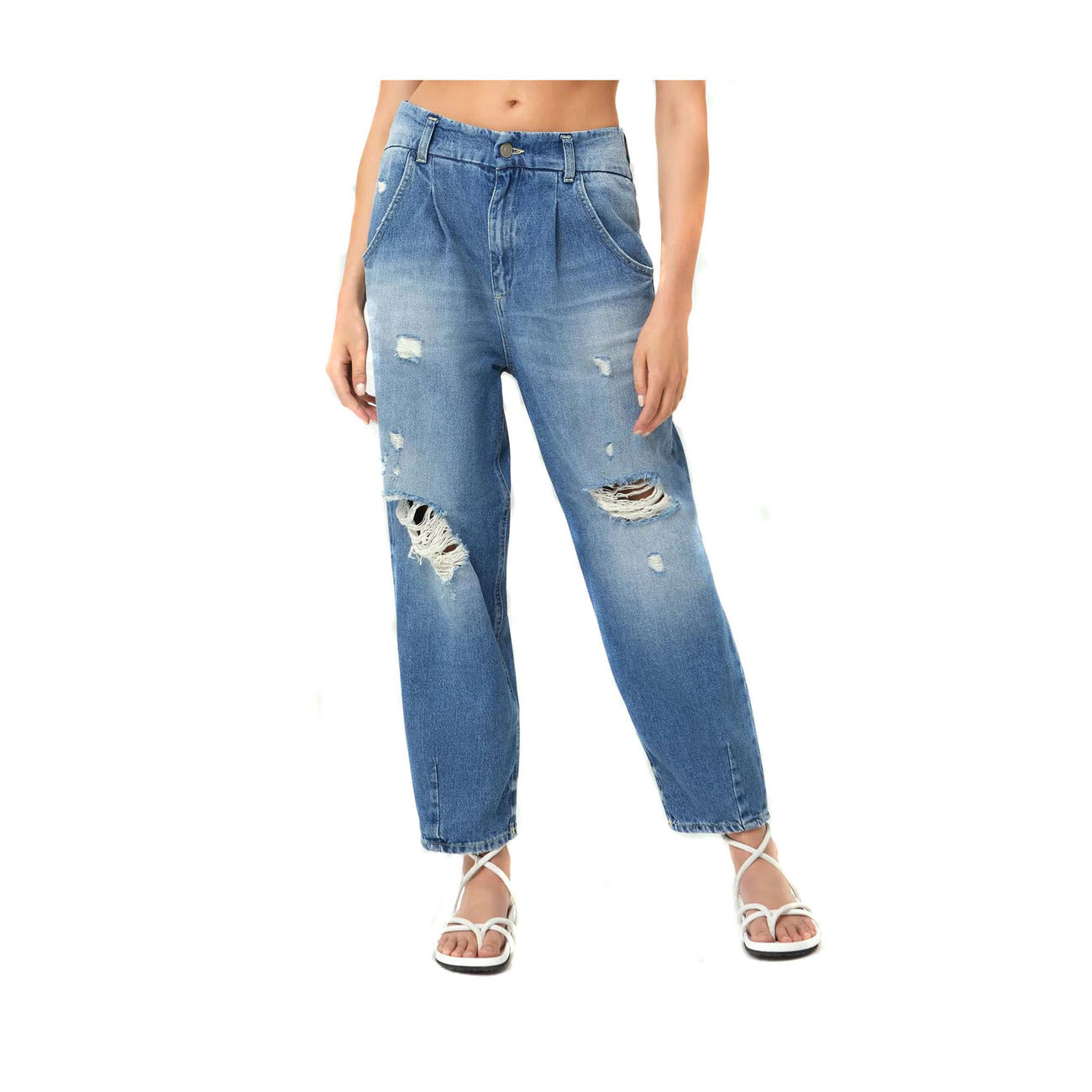 489030 Dondup Jeans Blu Strappati Consumati Donna