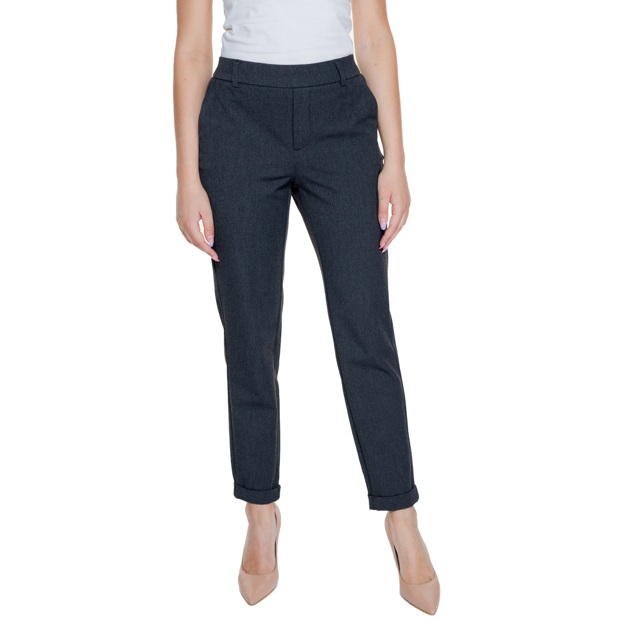 2294198 Vero Moda Pantaloni Grigi Melange Tasche Donna