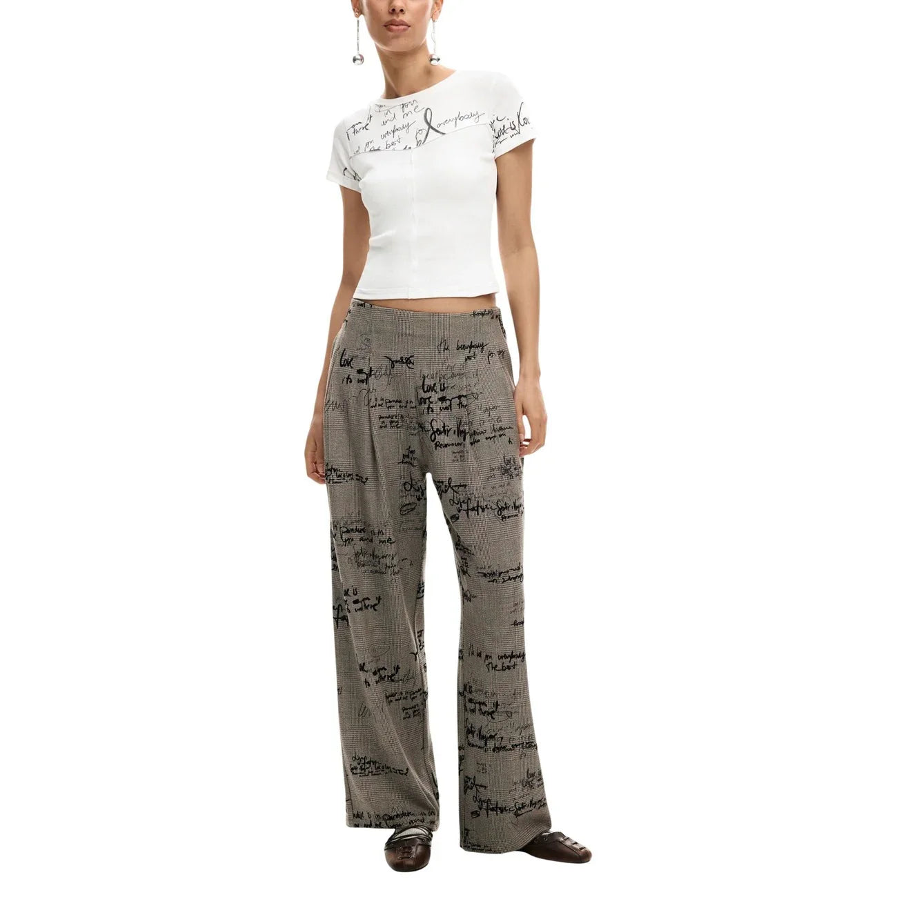 2451444 Desigual Pantaloni Donna Grigi Stampa Poliestere