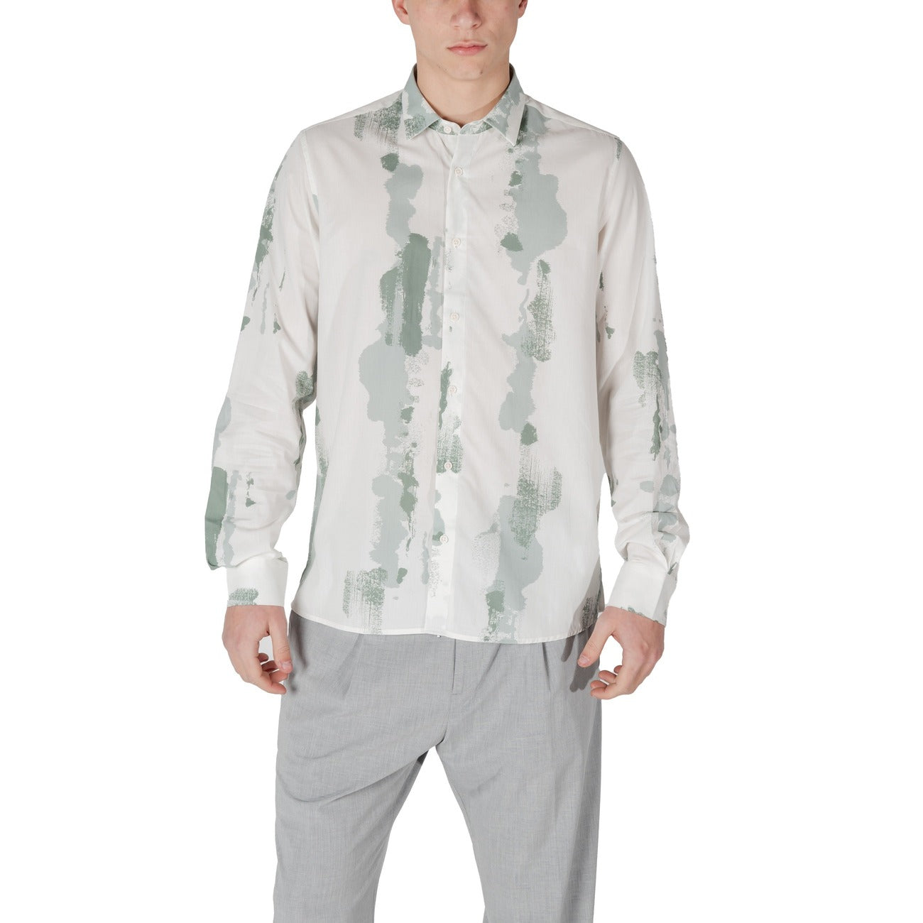 2410425 Antony Morato Camicia Verde Colorata Cotone Viscosa Uomo
