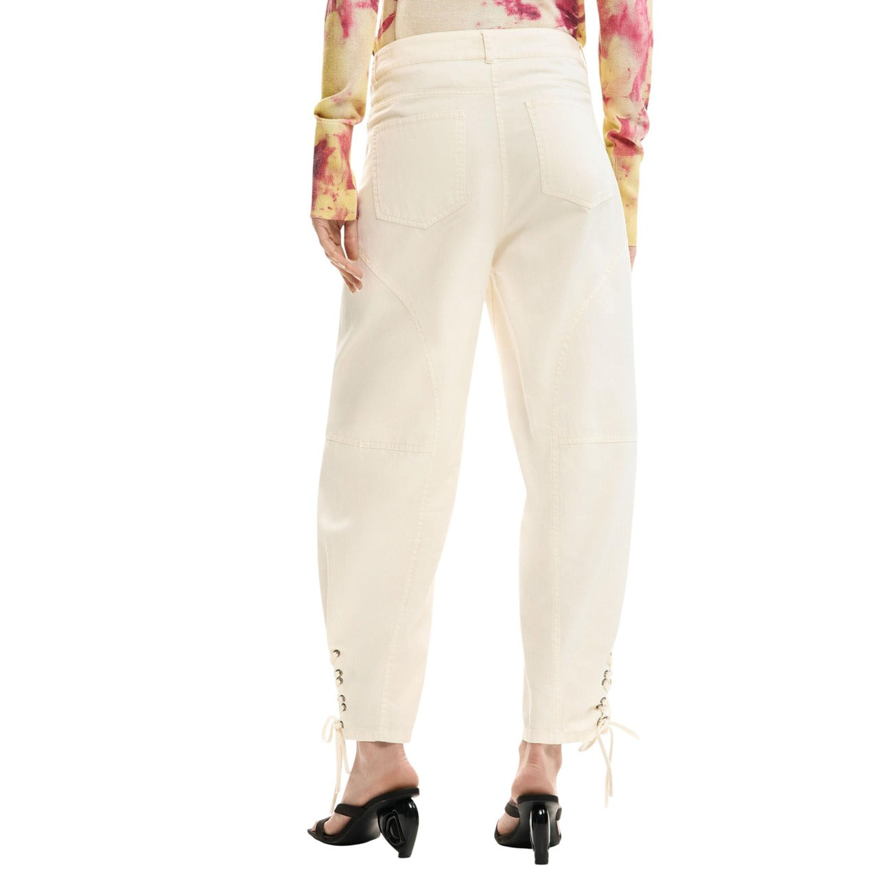 2453010 Desigual Pantaloni Donna Beige Cotone