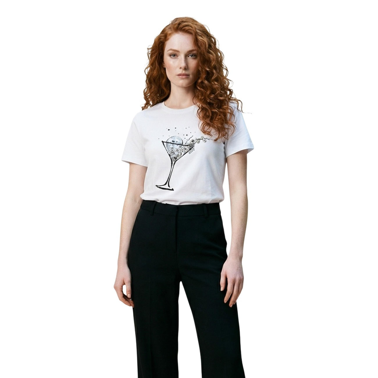 2456818 Liu Jo T-Shirt Bianca Stampa Cotone Donna
