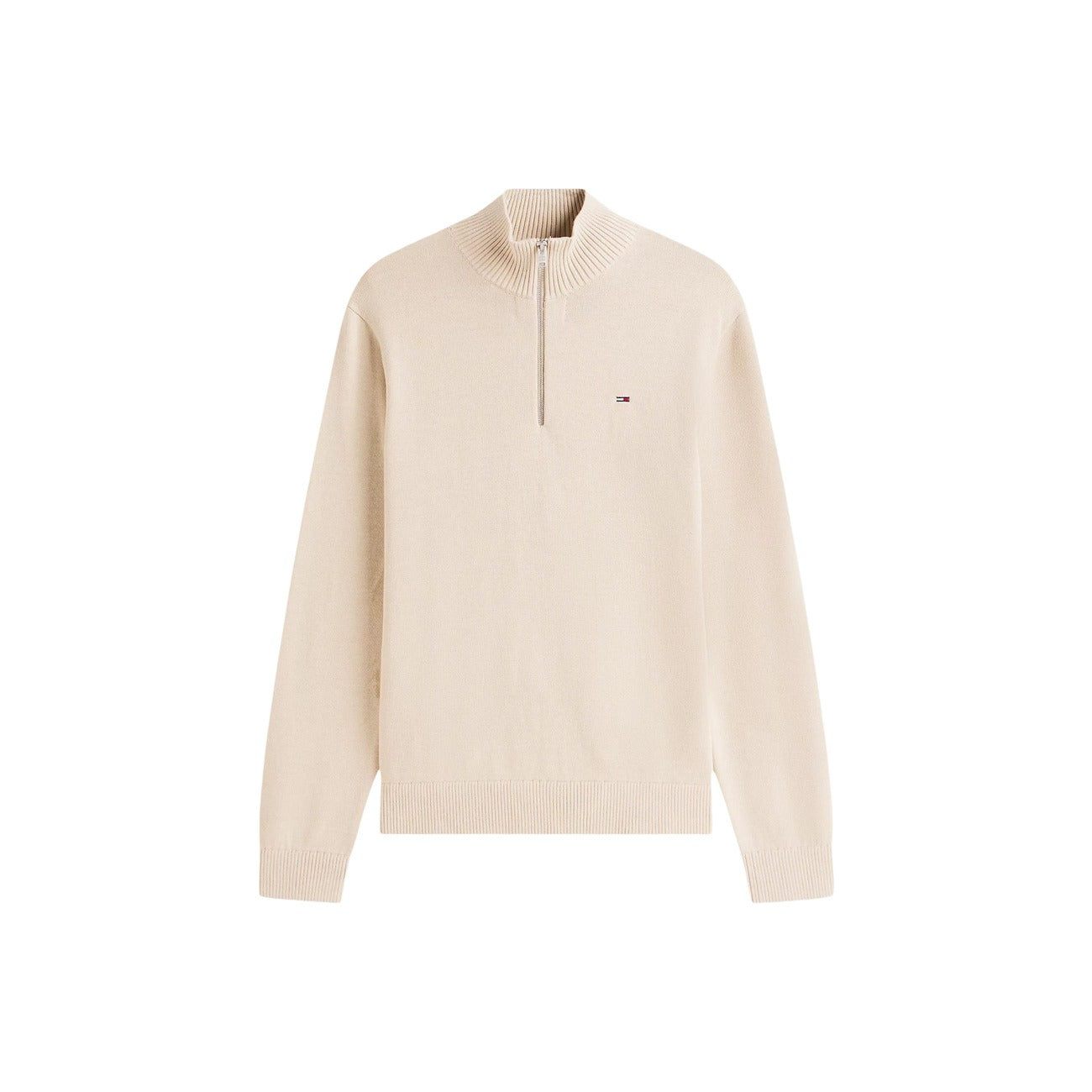 2451776 Tommy Hilfiger Jeans Felpa Beige Zip Collo Alto Uomo