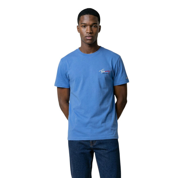 T-Shirt Turchese Cotone Organico Scollo Tondo Uomo