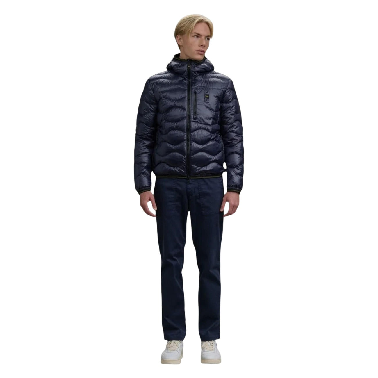 2451917 Blauer Giubbotto Blu Cappuccio Uomo