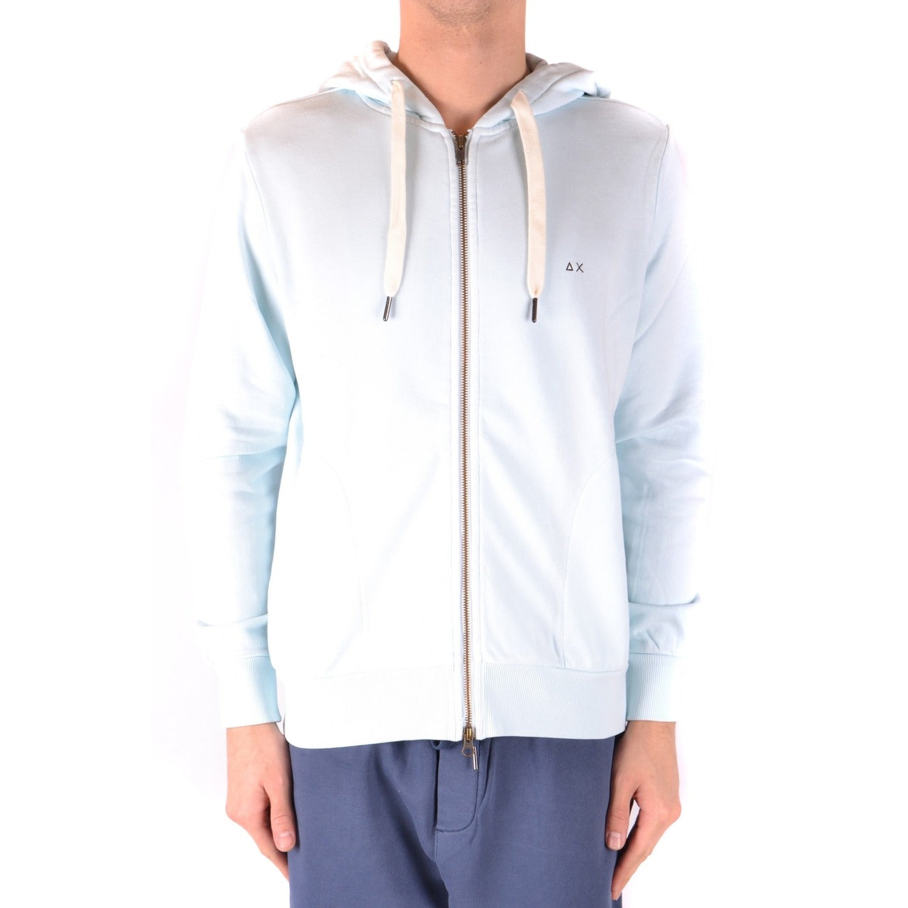 2439904 Sun68 Felpa Blu Cappuccio Cerniera Uomo