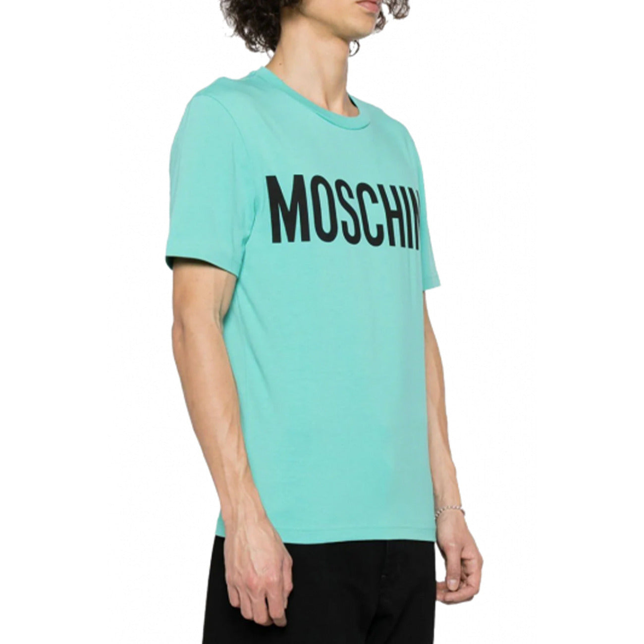 2425094 Moschino T-Shirt Azzurra Stampa Uomo