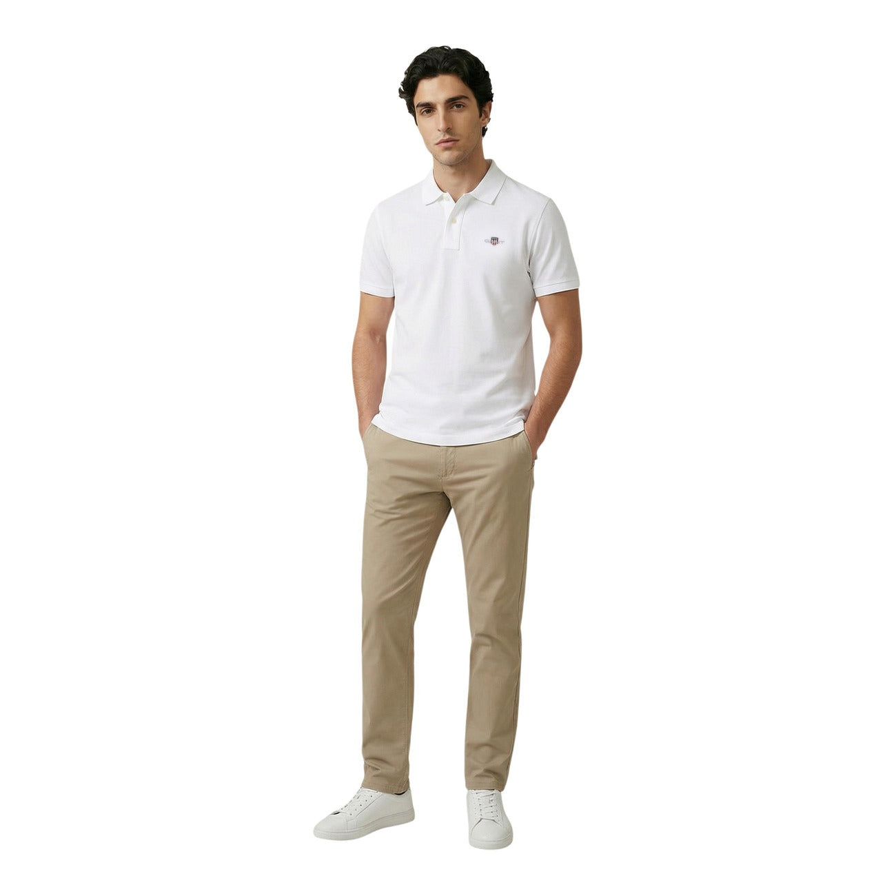 2459760 Gant Polo Bianca Cotone Elastan Colletto Polo Maniche Corte Uomo