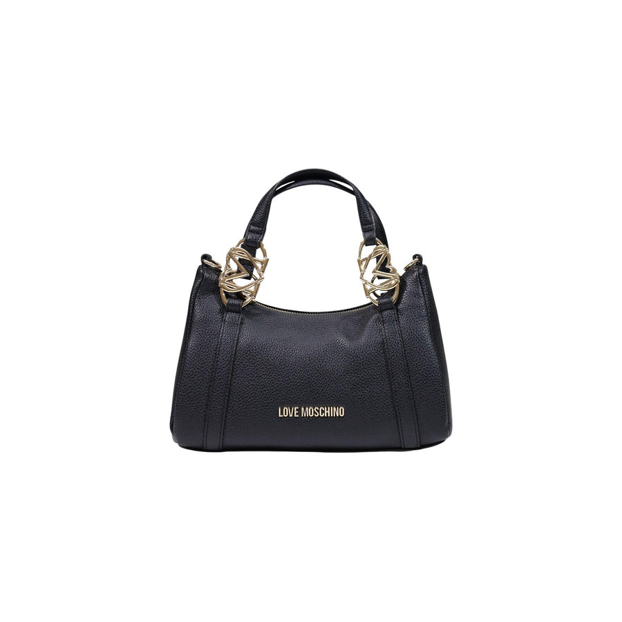 Borsa a Mano con Elementi Manico Heart Shiny Logo Nero