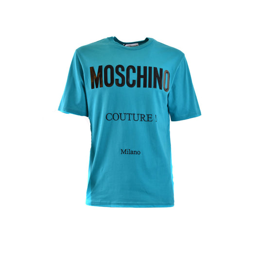2424544 Moschino T-Shirt Azzurra Stampa Uomo