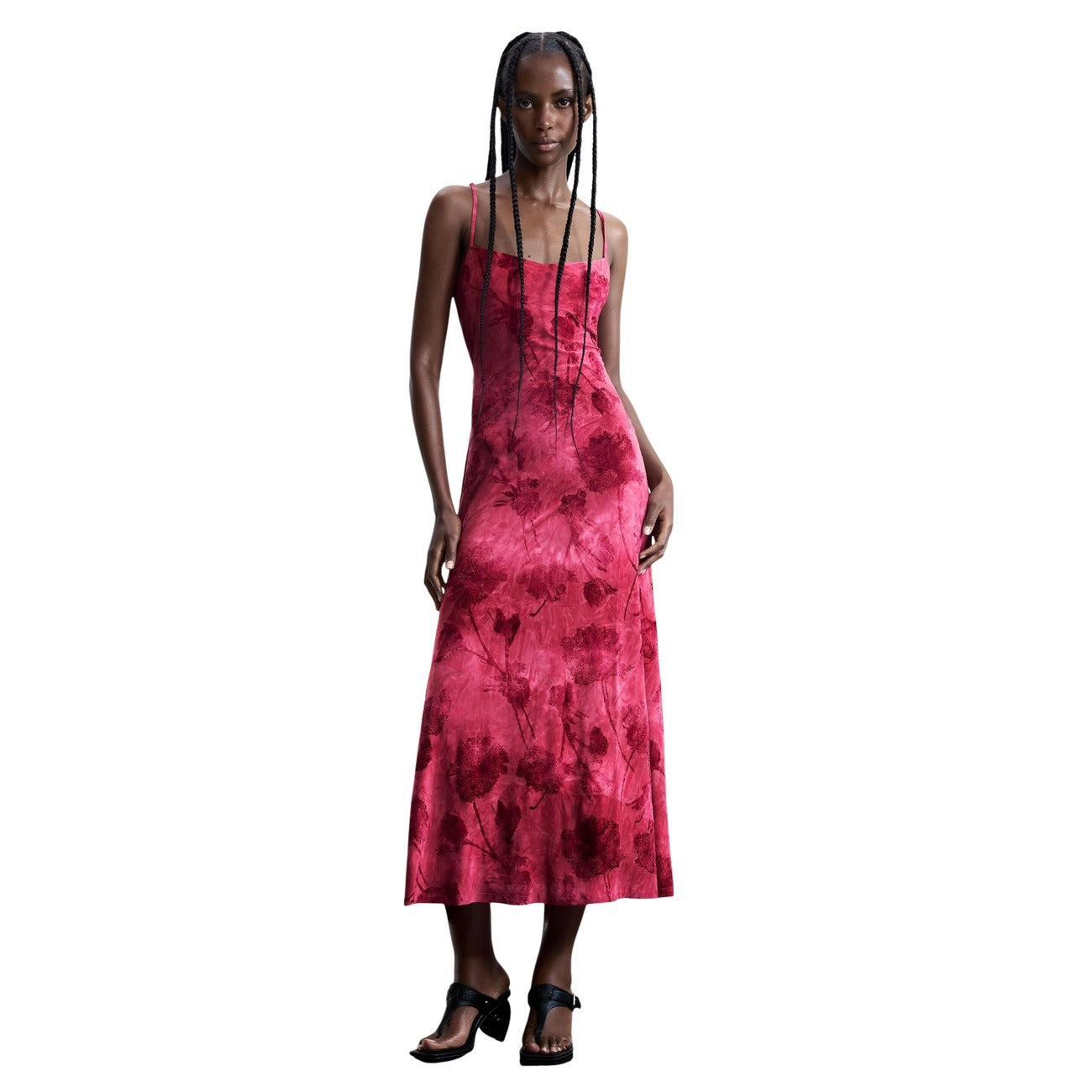 516580 Desigual Abito Fuxia Lungo Spalline Donna