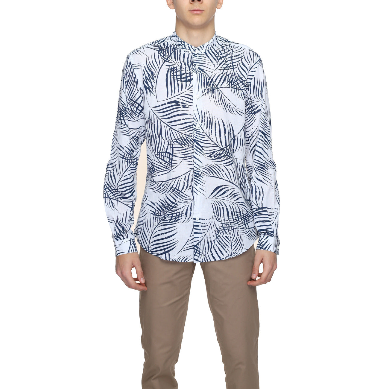 2220345 Antony Morato Camicia Blu Floreale Cotone Lino Uomo