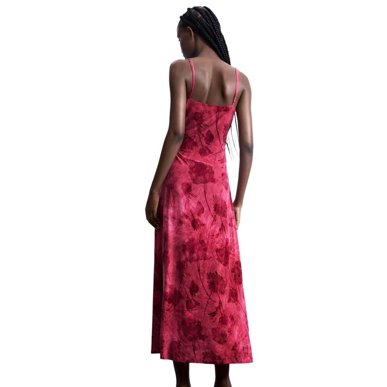 516580 Desigual Abito Fuxia Lungo Spalline Donna