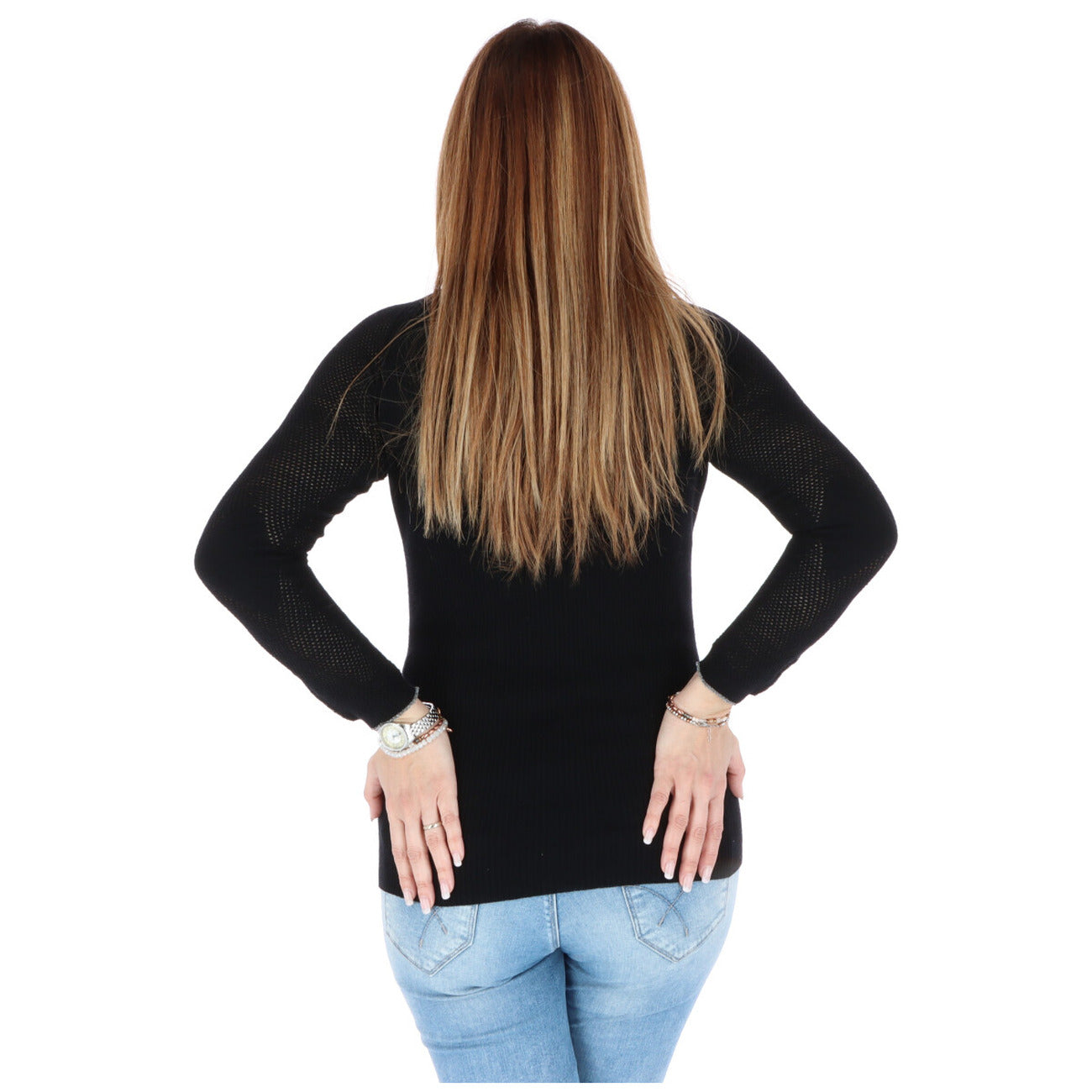 343903 Pinko Maglia Nera Lana Vergine Scollo Tondo Donna