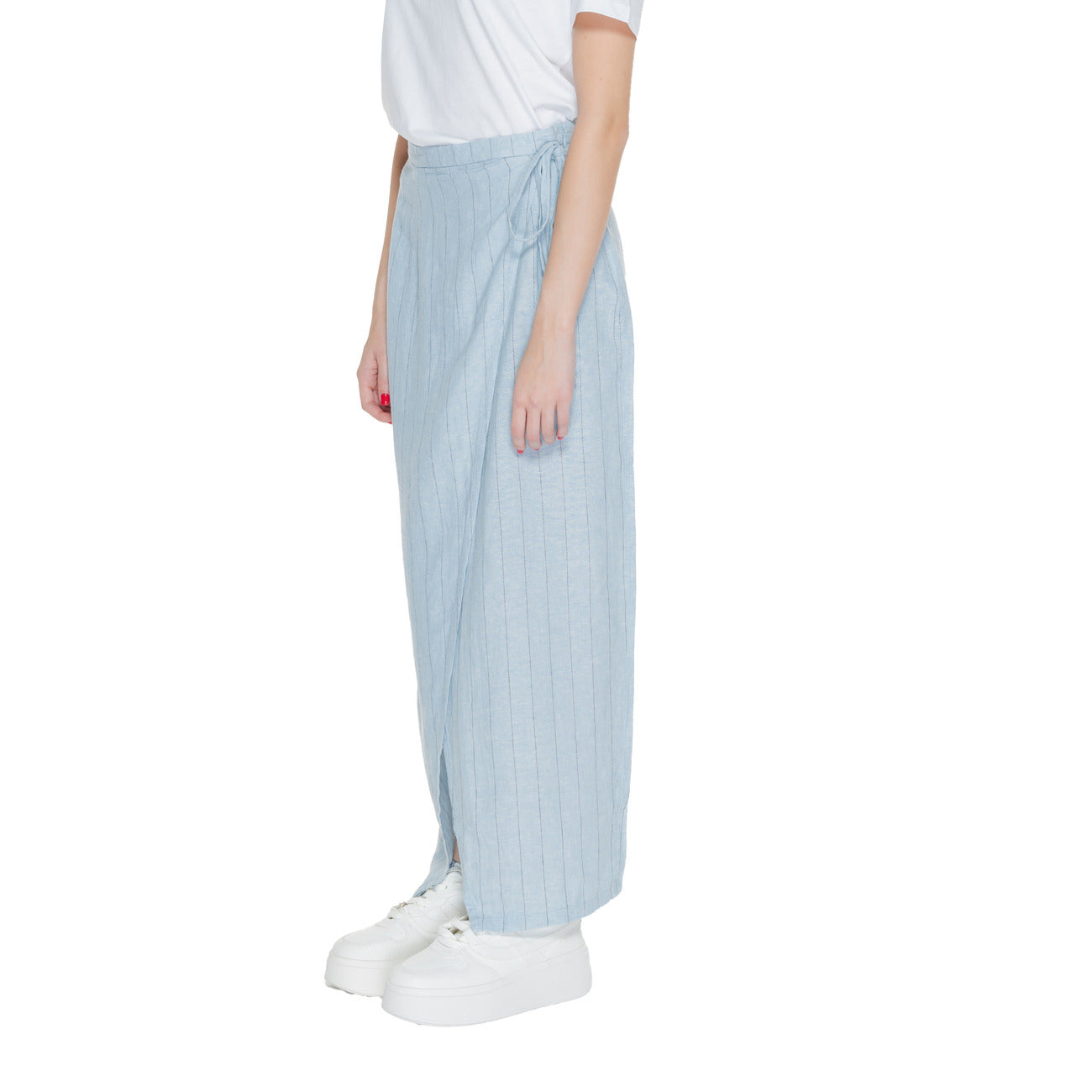 10304662 Vero Moda Gonna Blu Gessato Lino Donna