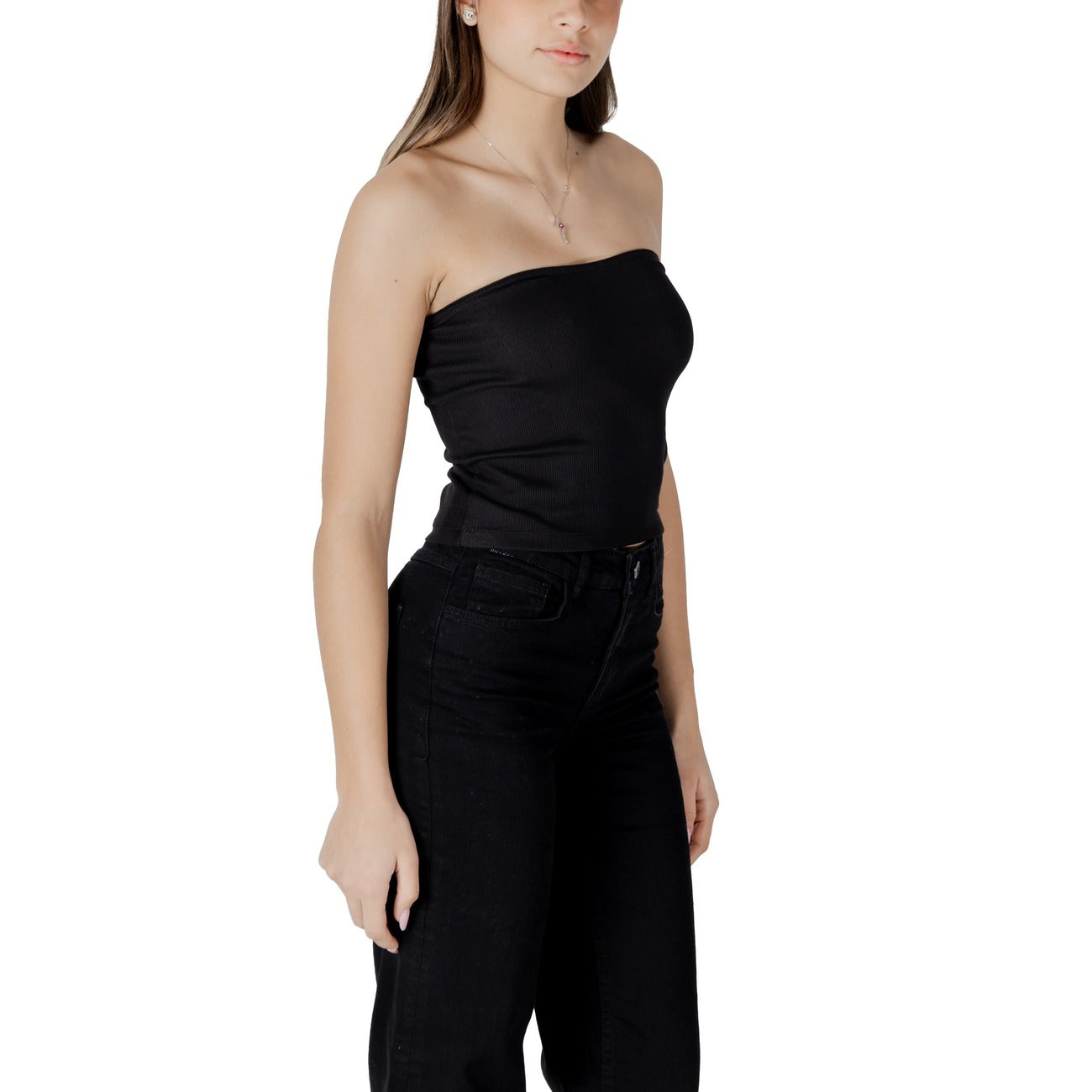 2410864 Calvin Klein Jeans Top Nero Monocromo Smanicato Donna