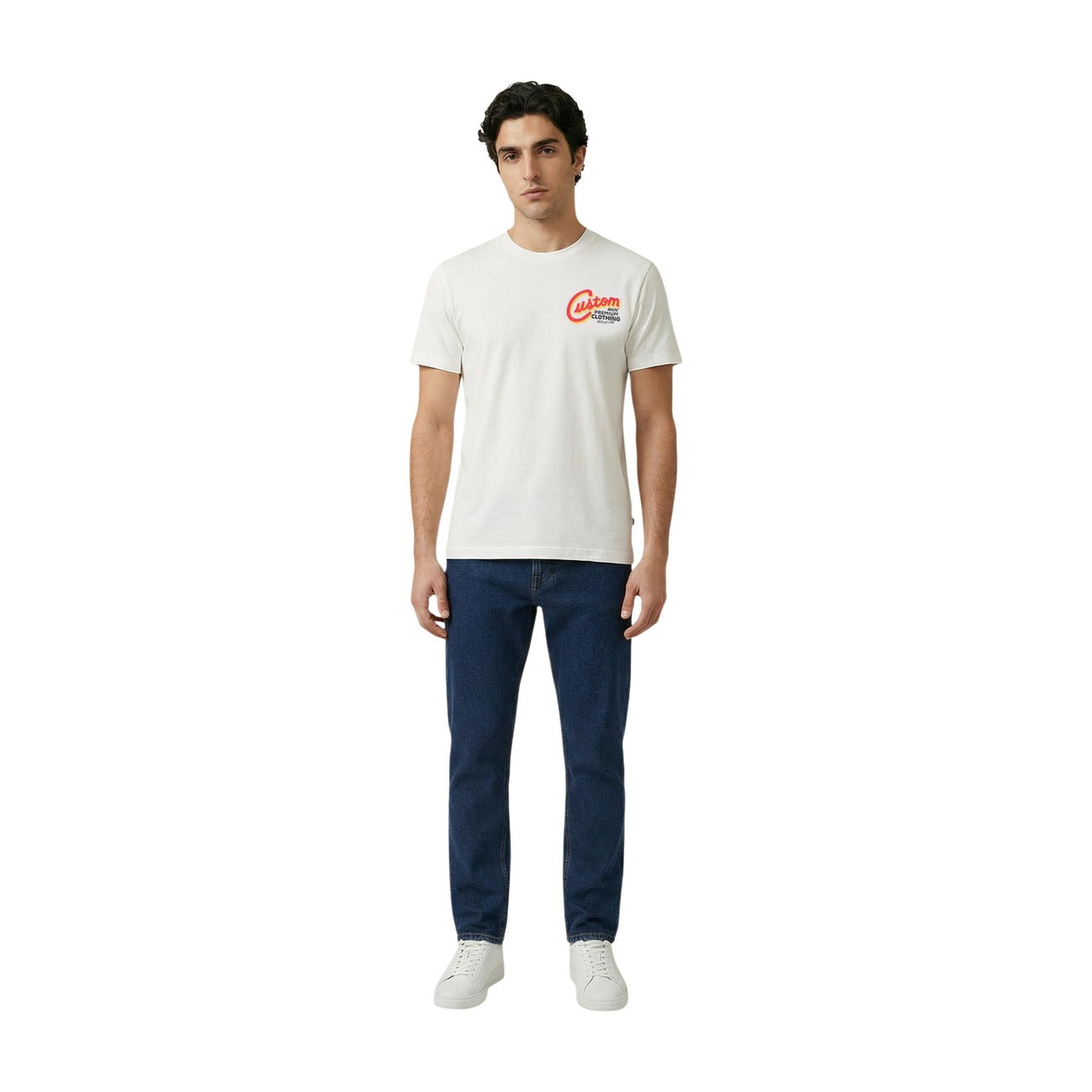2456312 Replay T-Shirt Bianca con Stampa Uomo