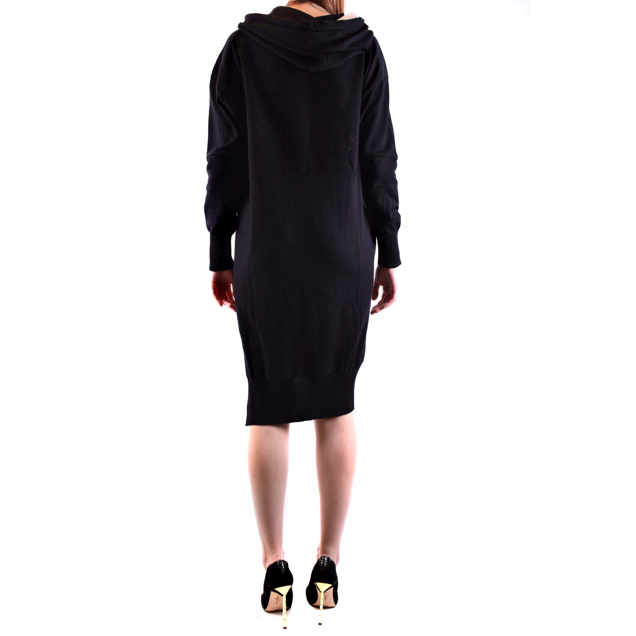 2431403 Alexander McQueen Abito Nero Corto Donna Lana Cotone Cappuccio