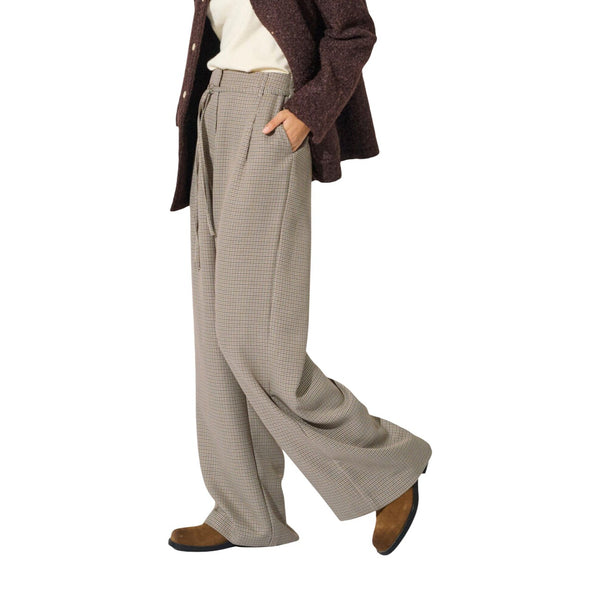 Pantaloni Donna Onlmiria Hw Check Belt Wide Pant Cc Tlr