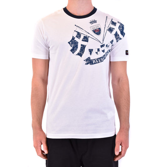 2450088 Paul&Shark T-Shirt Bianca Stampa 100% Cotone Uomo