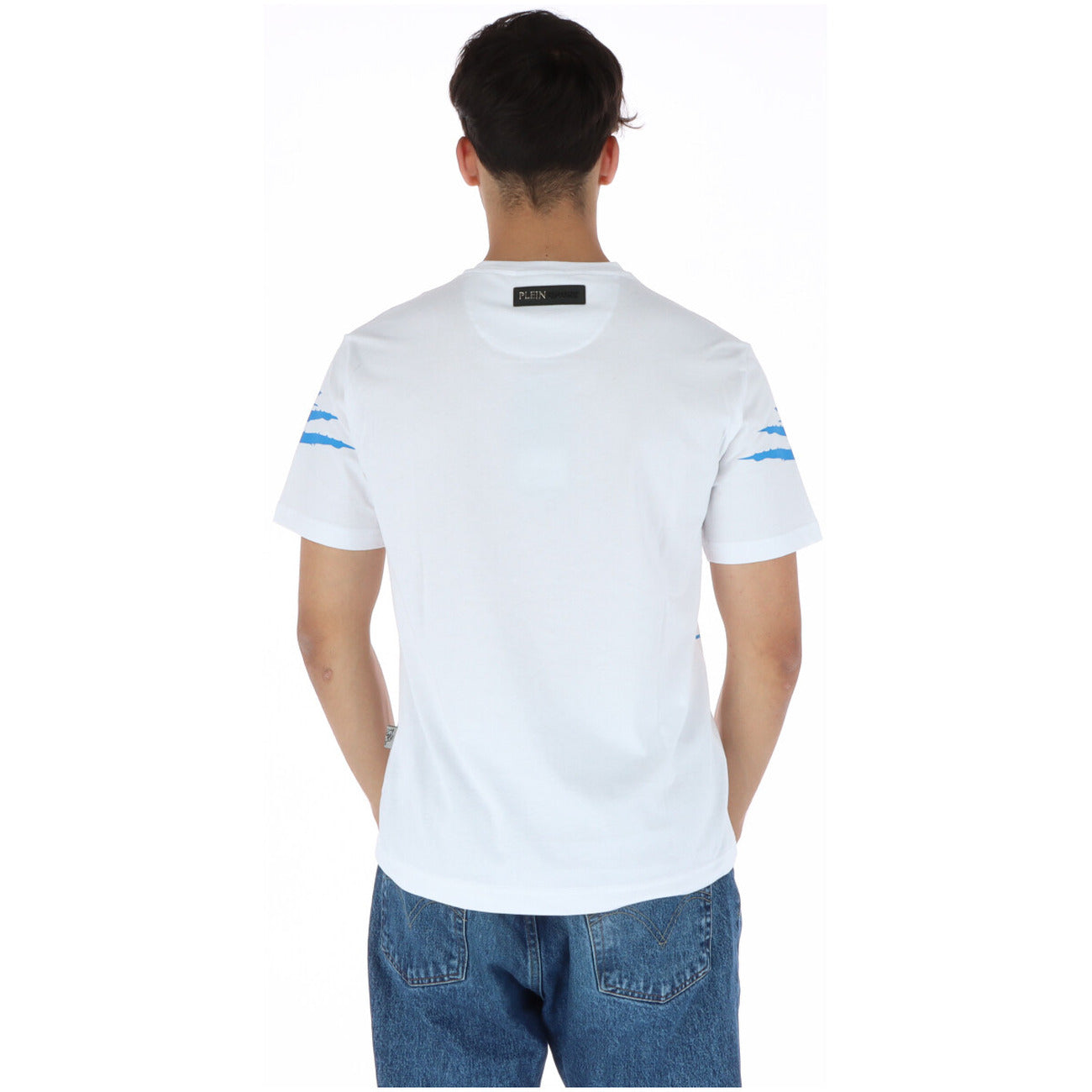444134 Plein Sport T-Shirt Bianco Stampa Uomo