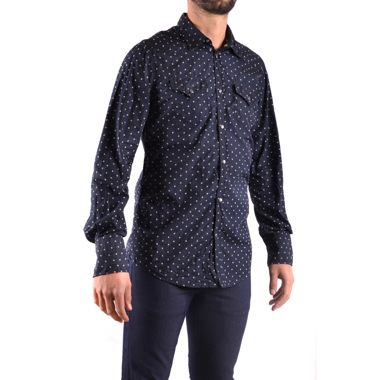 2424989 Dsquared Camicia Blu Floreale Cotone Uomo