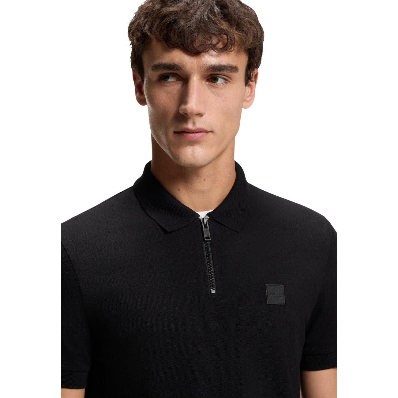 2458340 Boss Polo Nera Zip Uomo