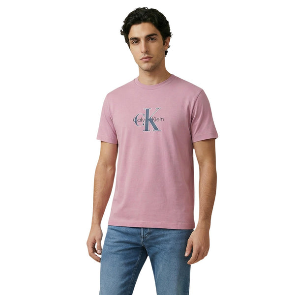 T-Shirt Rosa Stampa 100% Cotone Uomo