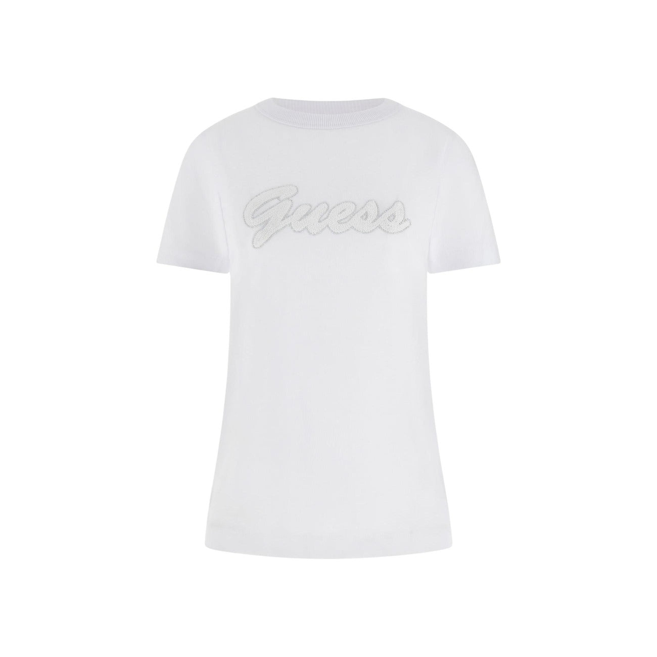 2454366 Guess T-Shirt Donna Bianca Stampa Cotone