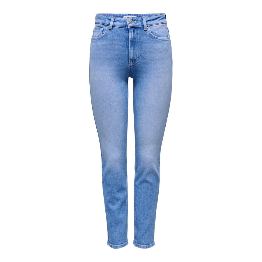 Emily High Waist Straight Denim Jeans Light Blue Donna
