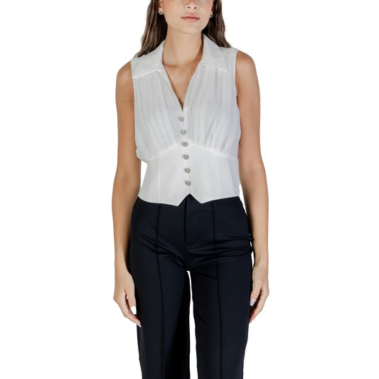 488270 Morgan De Toi Top Bianco Smanicato Scollo V Donna Autunno/Inverno