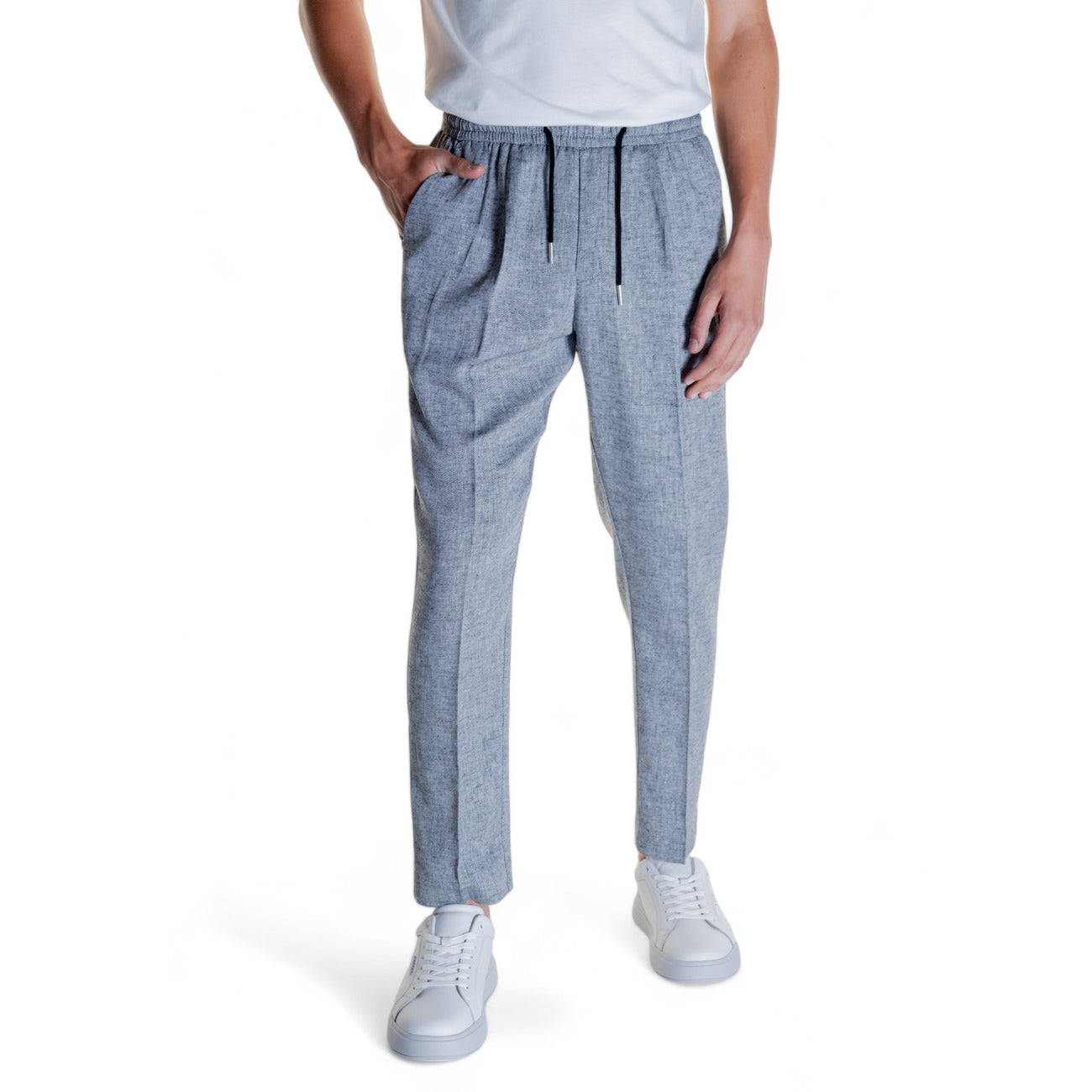 2304810 Antony Morato Pantaloni Nero Lino Viscosa Uomo