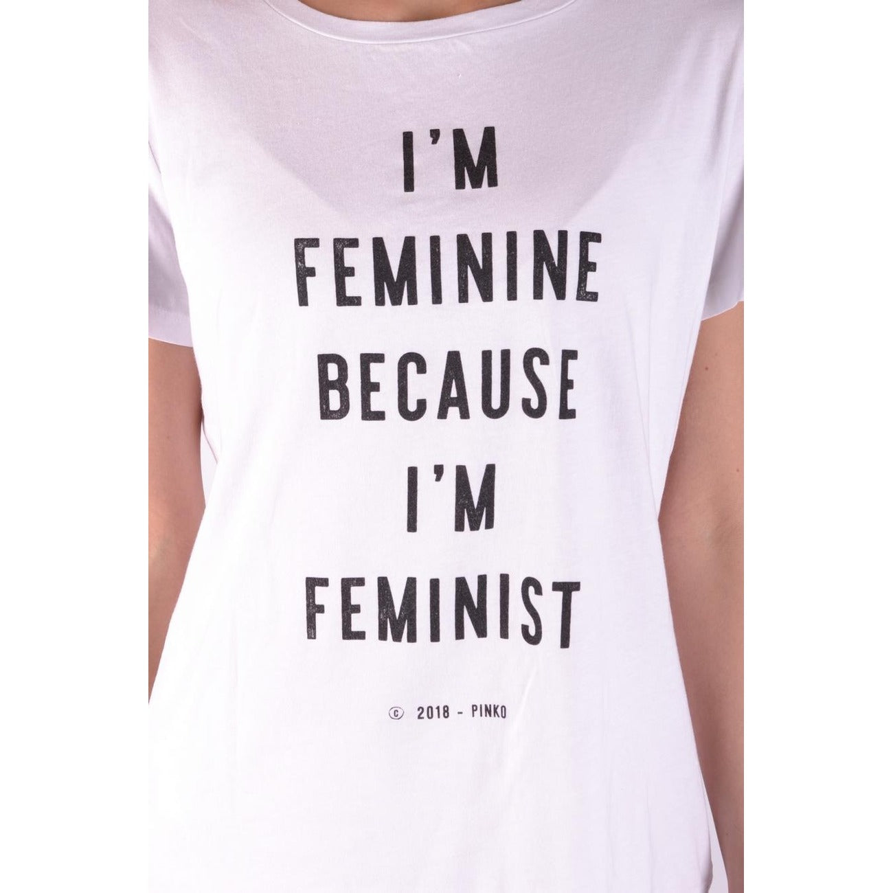 2423013 Pinko T-Shirt Bianca Donna Cotone 100% Stampa