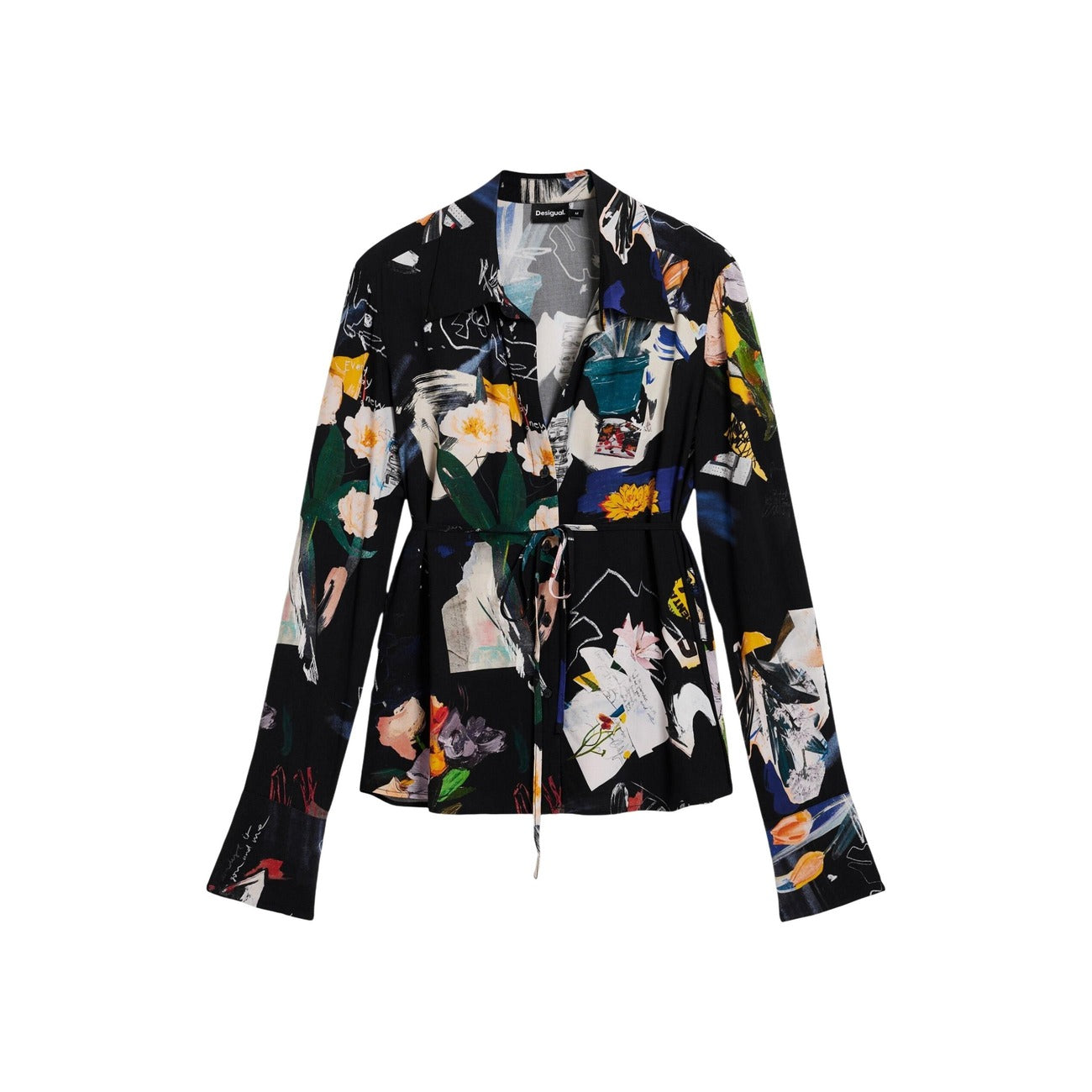 2453191 Desigual Camicia Donna Nera Floreale Viscosa