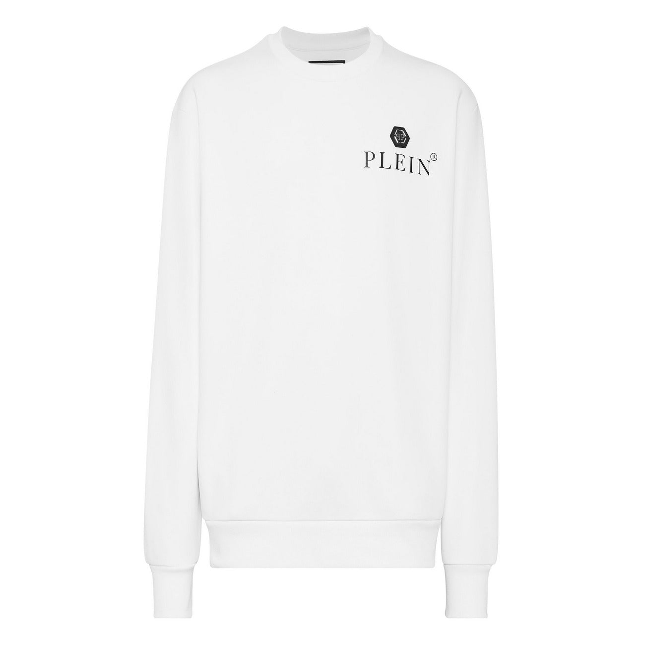 2430671 Philipp Plein Felpa Bianca Stampa Scollo Tondo Uomo