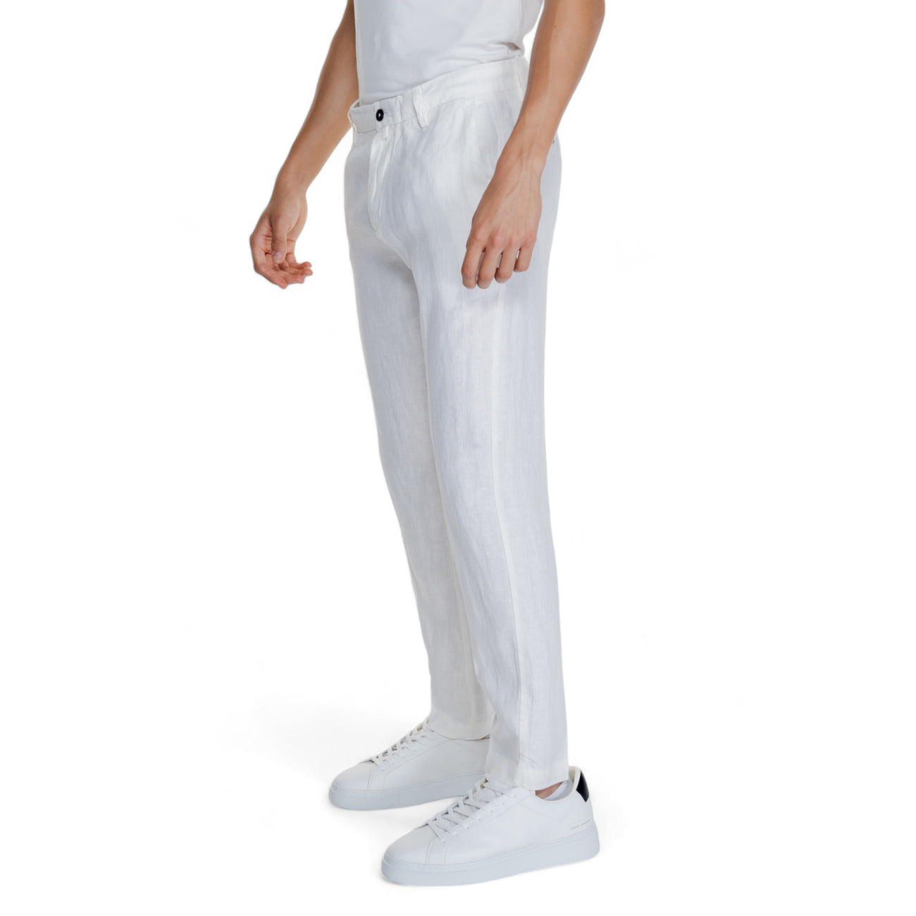 2312262 Borghese Pantaloni Bianco Lino Uomo