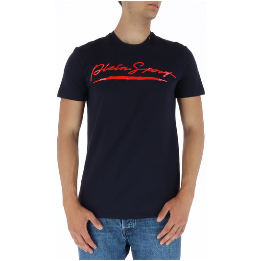 443763 Plein Sport T-Shirt Blu Stampa Uomo