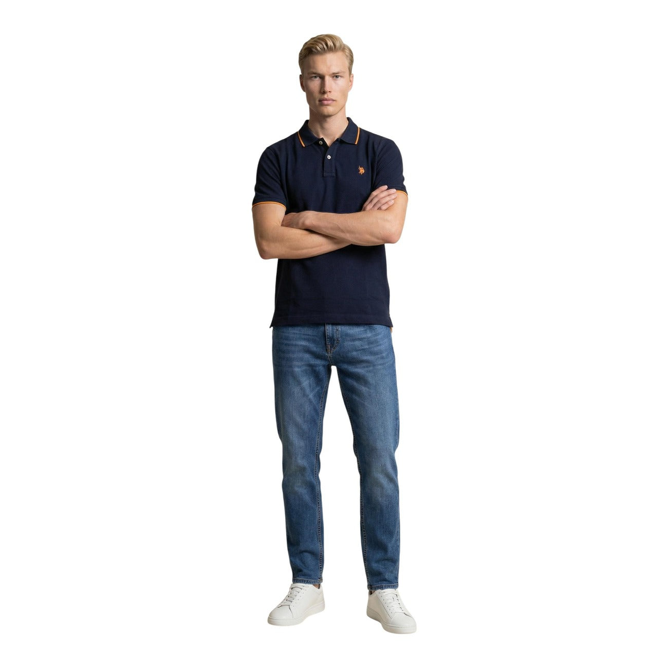 2460712 U.S. Polo Assn. Polo Blu Cotone Colletto Polo Maniche Corte Uomo