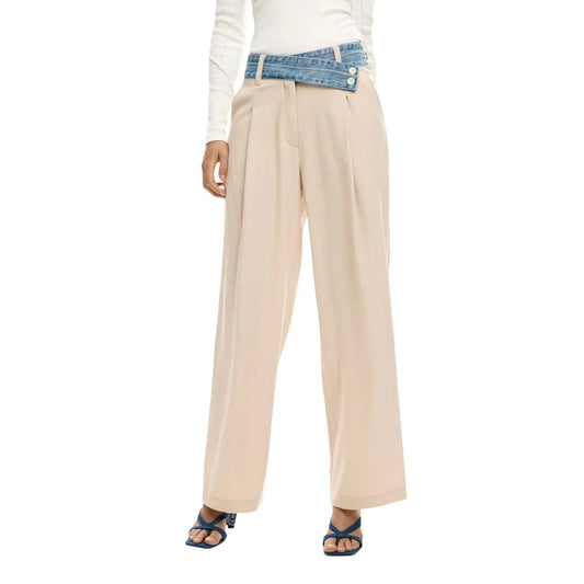 2451206 Desigual Pantaloni Donna Beige Viscosa Poliestere