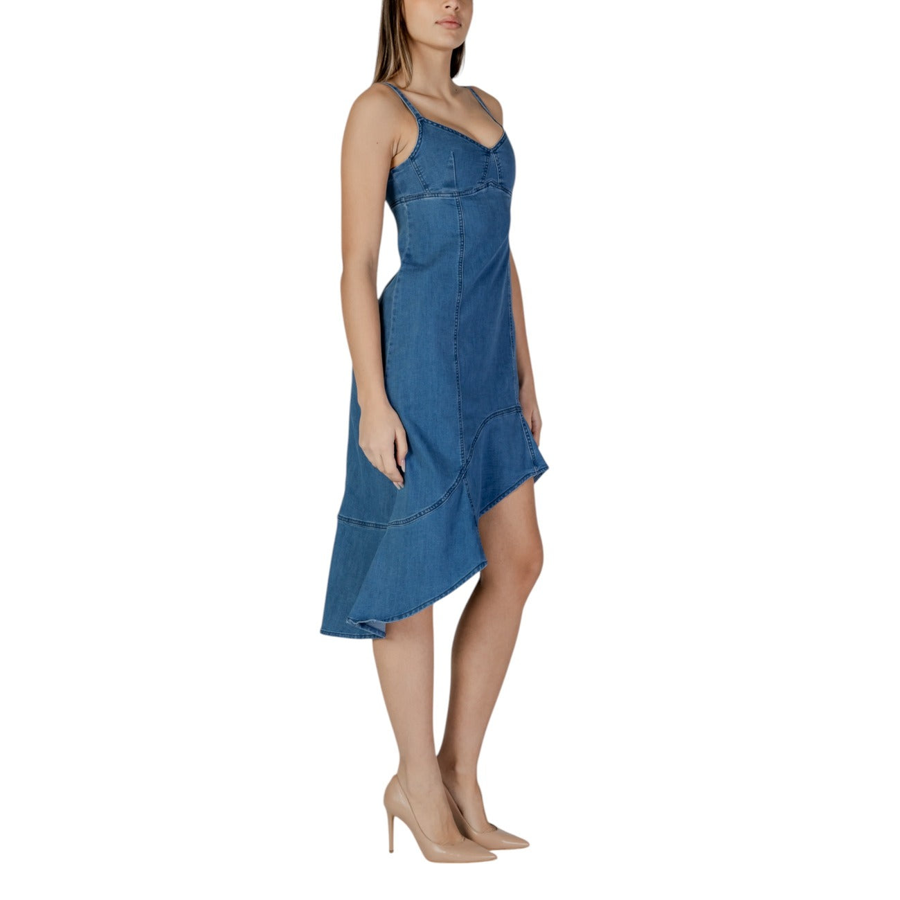 483180 Desigual Abito Blu Donna Cotone Spalline Scollo V Primavera/Estate