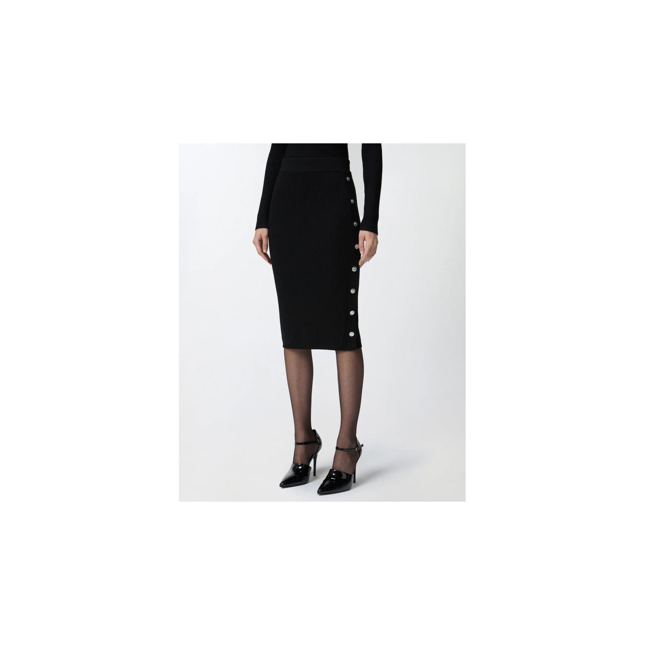 2438343 Pinko Gonna Nera Donna Lana 75% Poliammide