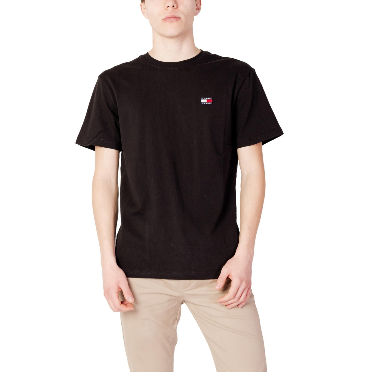 411964 Tommy Hilfiger Jeans T-Shirt Nero Monocromo Cotone Organico Uomo